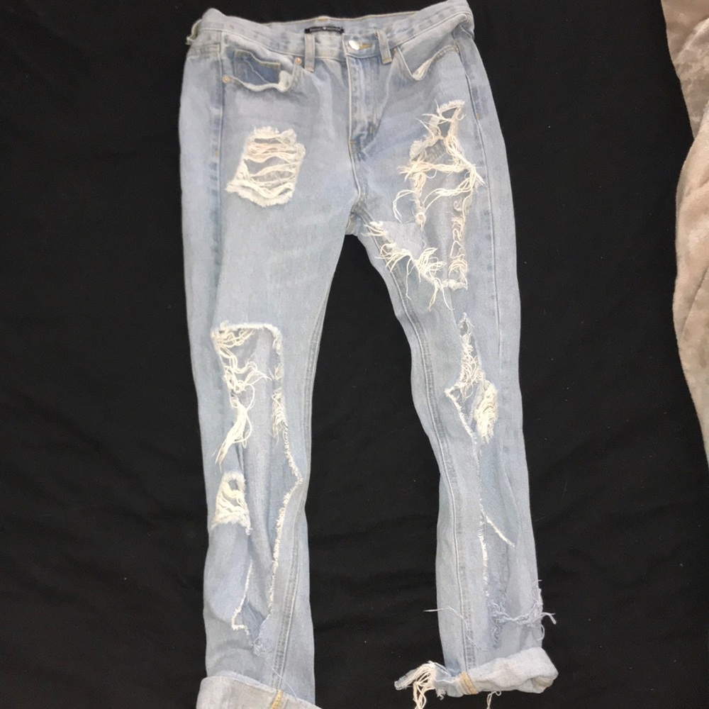 destressed boyfriend jeans